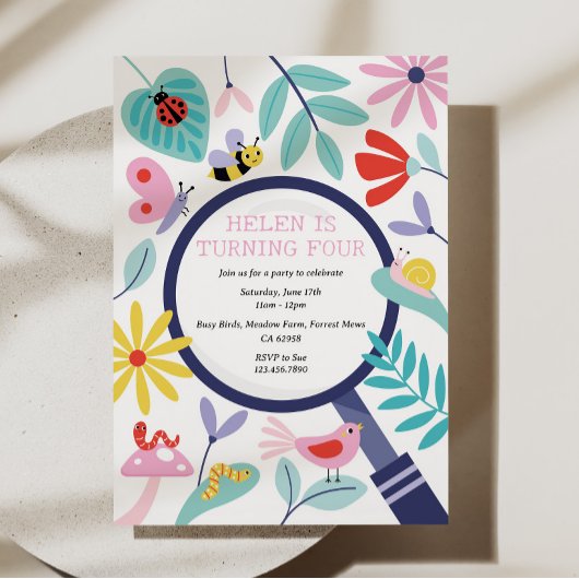 Insect Birthday Party Invitation Kaart