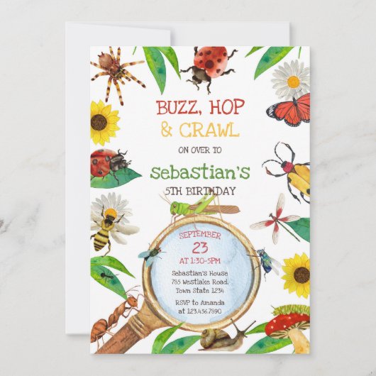 Insect Bug Party Birthday Invitation (Devant)