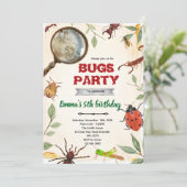 Insect Bugs Birthday party Invitation Kaart (Staand voorkant)
