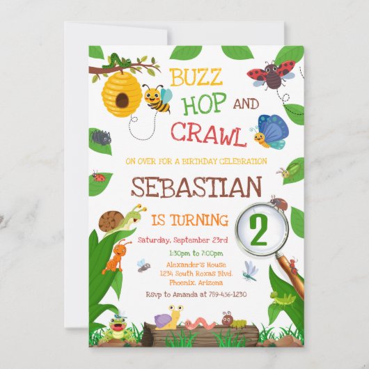 Insect Kids Birthday Invitation (Devant)