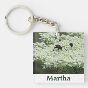 Insect op Elderflower Acrylsleutelring Sleutelhanger