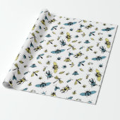 Insect Patroon | wit Cadeaupapier (Uitgerold)
