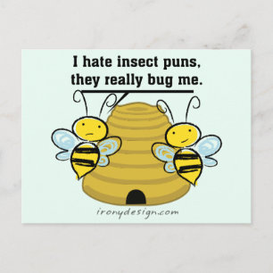 Insecte Puns Bug me Funny Bumble bijen Briefkaart