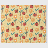 Insecten en bloemen cadeaupapier (Vlak)