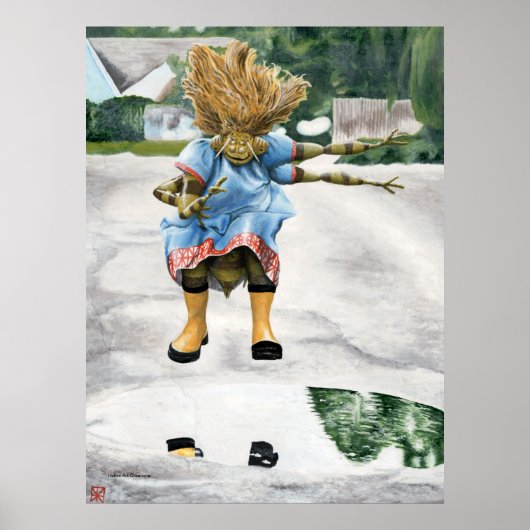 Insectenkind springen spelen Fantasy Art Afbeeldin Poster (Voorkant)