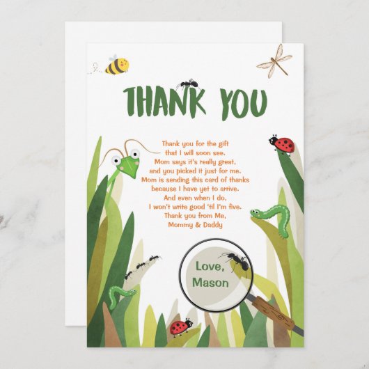 Insectes de carte d'insertion d'anniversaire de (Devant / Derrière)