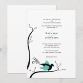 Inséparable bleu Faire-part de mariage (Devant / Derrière)