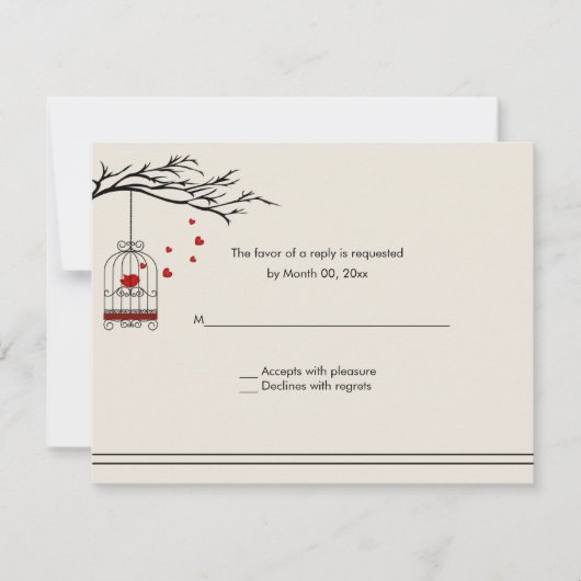 Inséparable dans un mariage en cage à oiseaux RSVP (Devant)