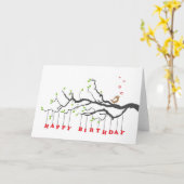 Inséparable sur les branches d'arbre joyeuse carte (Fleur jaune)