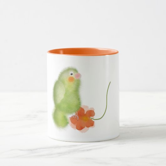 Inséparable vert avec mug fleur par ORDesigns. (Centre)