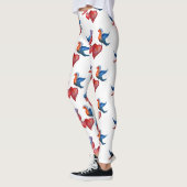 Inséparables, Aquarelle Oiseaux Leggings personnal (Gauche)