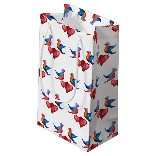 Inséparables, Aquarelle Oiseaux Sac cadeau (Dos Angle)