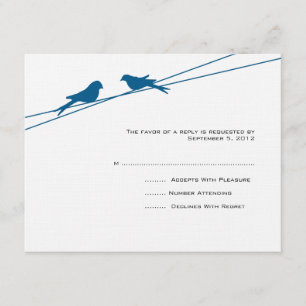 Inséparables bleus et blancs sur un RSVP fil