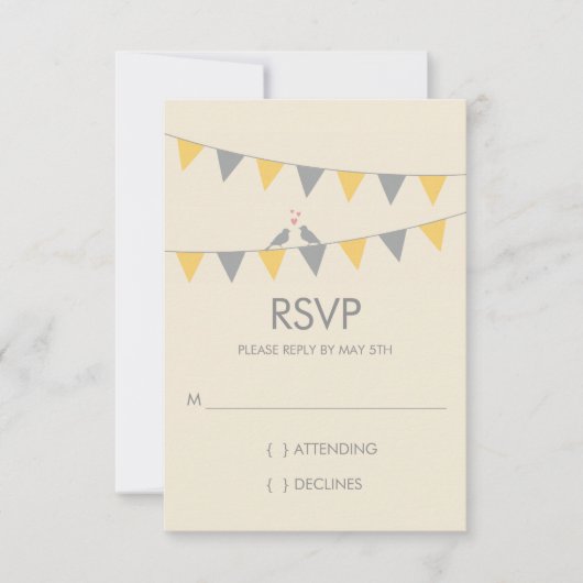 Inséparables Bunting mariage RSVP - gris jaune (Devant)