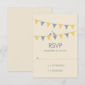 Inséparables Bunting mariage RSVP - gris jaune (Devant / Derrière)