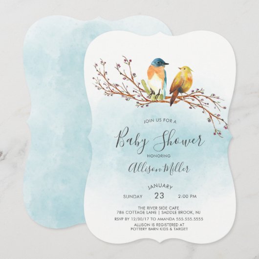 Inséparables Couple Baby shower Invitation (Devant / Derrière)