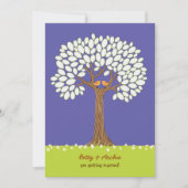 Inséparables dans un arbre (la nuit) Faire-part de (Devant)