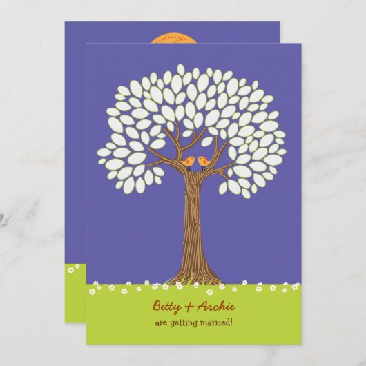 Inséparables dans un arbre (la nuit) Faire-part de (Devant / Derrière)