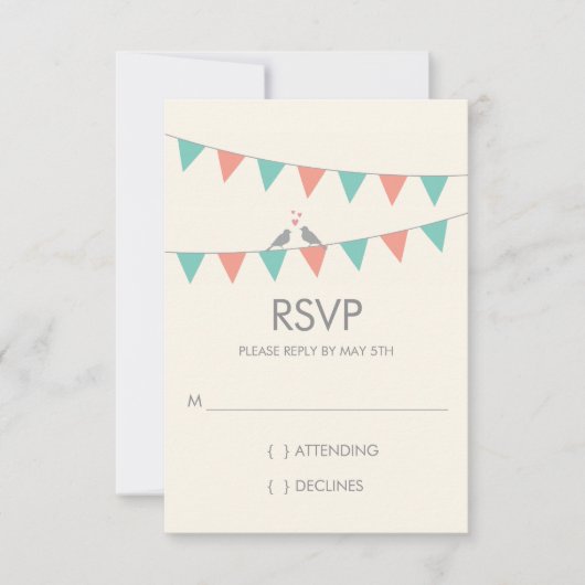 Inséparables de Bunting mariage RSVP - Rose bleu (Devant)