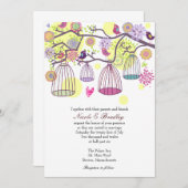 Inséparables de cages d'oiseaux Faire-part de mari (Devant / Derrière)