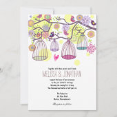 Inséparables de cages d'oiseaux Faire-part de mari (Devant)