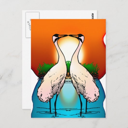 Inséparables de grue de carte postale (Devant / Derrière)