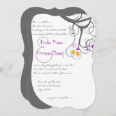 Inséparables des tourbillons de prune Faire-part d (Devant / Derrière)