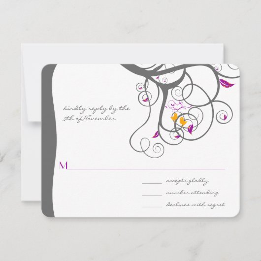 Inséparables des tourbillons de prune Faire-part d (Devant)