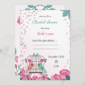 inséparables en cage fleurie nuptiale invitation à (Devant / Derrière)