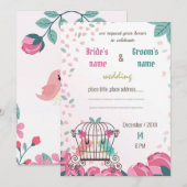 inséparables en carte à faire-part de mariage flor (Devant / Derrière)