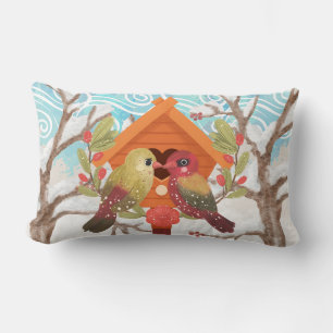 Inséparables en Coussin Lumbar d'hiver