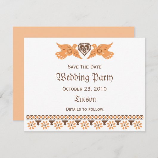 Inséparables Enregistrer La Carte Date - Persimmon (Devant / Derrière)