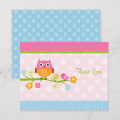 Inséparables et hibou sur la Carte de remerciement (Devant / Derrière)