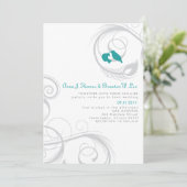 Inséparables et plume - Invitation Turquoise et ma (Debout devant)