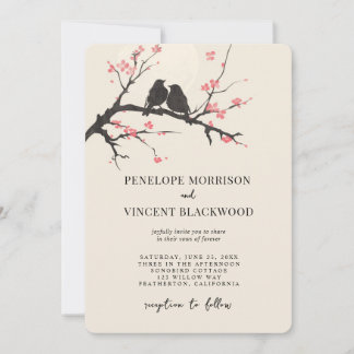 Inséparables et Sakura Faire-part de mariage