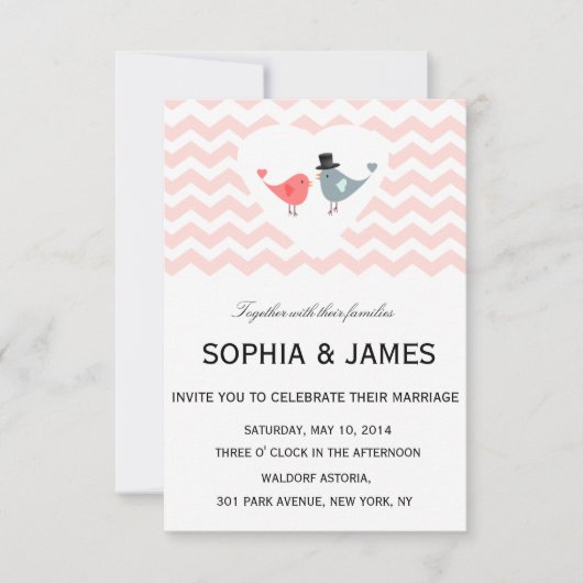 Inséparables Faire-part de mariage Heart Chevron (Devant)