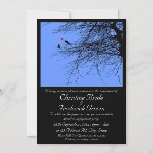 Inséparables, faire-part fiançailles 5 pouces x 7 (Devant)