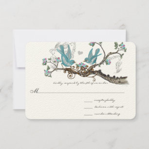 Inséparables forestiers Aqua Pink Wedding RSVP