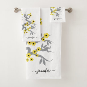 Inséparables gris-jaune sakura cerisier fleurs