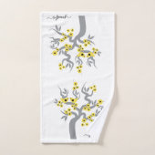 Inséparables gris-jaune sakura cerisier fleurs (Serviette à main)