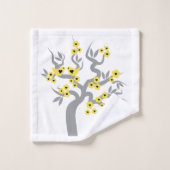 Inséparables gris-jaune sakura cerisier fleurs (Gant de toilette)