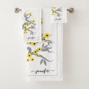 Inséparables jaunes cerisiers fleurs bordure