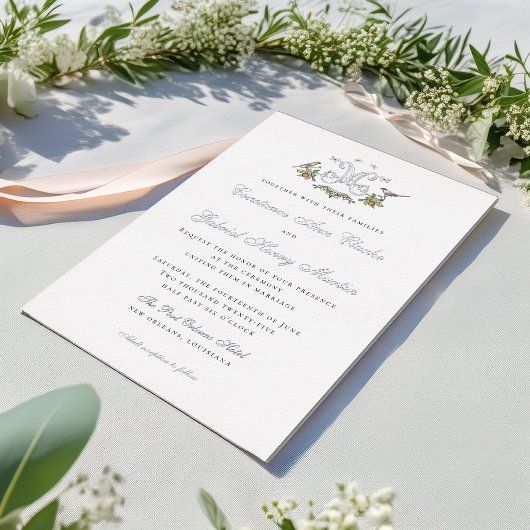 Inséparables "M" Faire-part de mariage à huile Mon