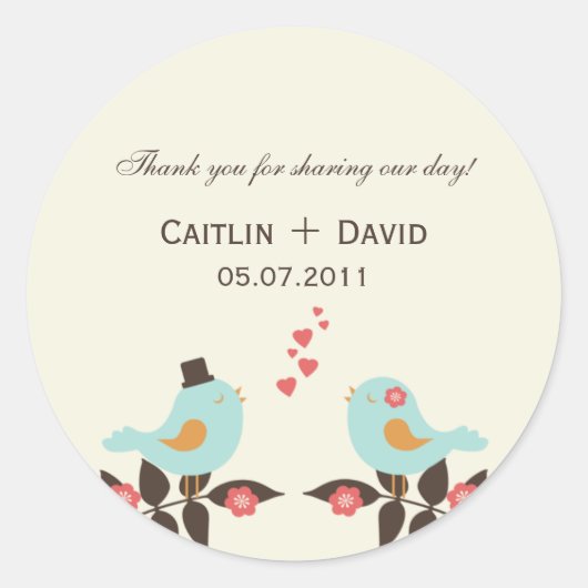 Inséparables Mariage Favor Stickers / Enveloppe Sc (Devant)