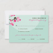 Inséparables mariage rose cerise fleurs carte RSVP (Devant)