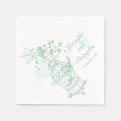 inséparables mariages serviettes en papier vert (Devant)