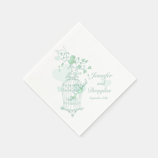 inséparables mariages serviettes en papier vert (Coin)