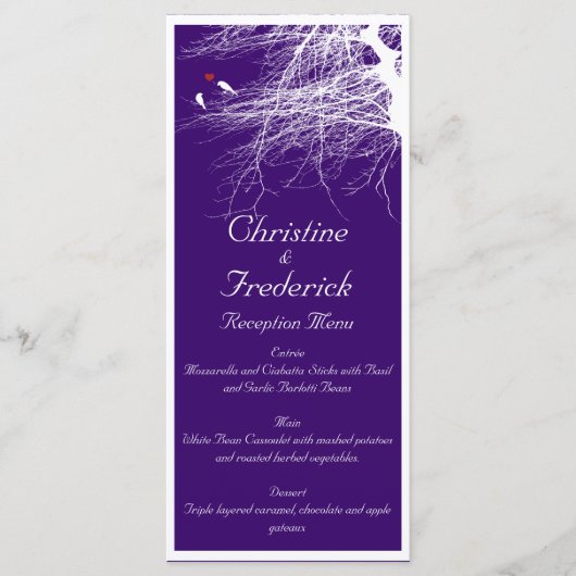 Inséparables, menu mariage et programme (Devant)