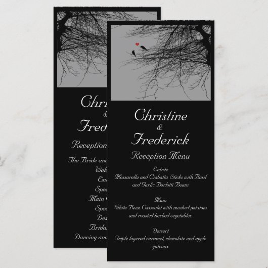 Inséparables, menu mariage et programme (Devant / Derrière)