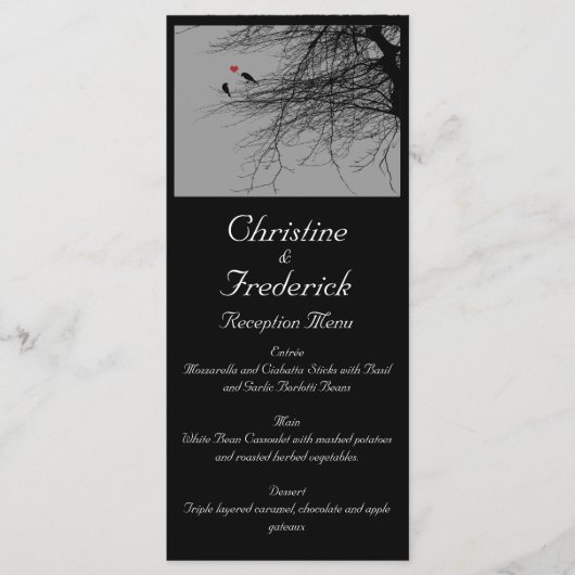 Inséparables, menu mariage et programme (Devant)